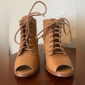 Chinese Laundry Sling Back Peep Toe Camel Color Sandal Bootie Size 6.5 US, 37 EU